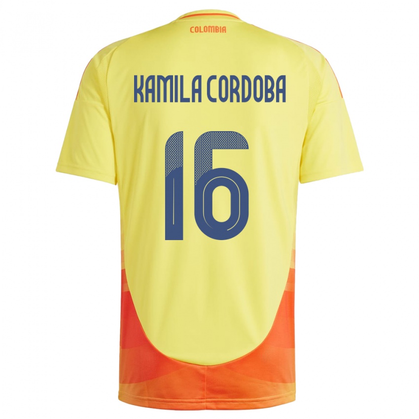 Niño Camiseta Colombia Sara Kamila Córdoba #16 Amarillo 1ª Equipación 24-26 La Camisa Chile