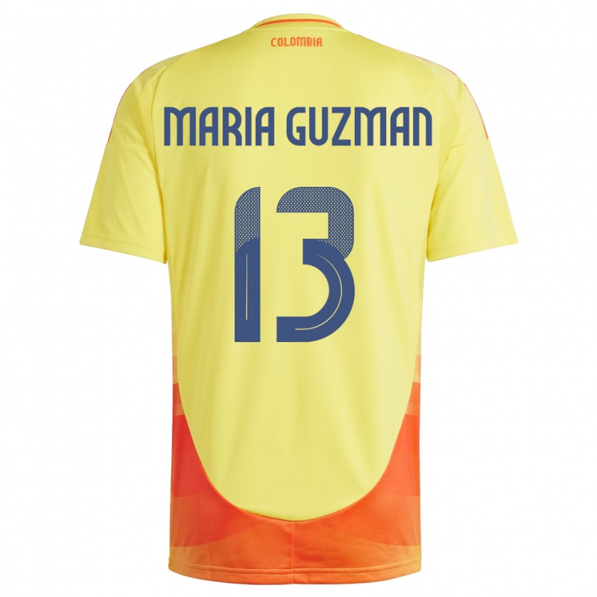 Niño Camiseta Colombia Ana María Guzmán #13 Amarillo 1ª Equipación 24-26 La Camisa Chile