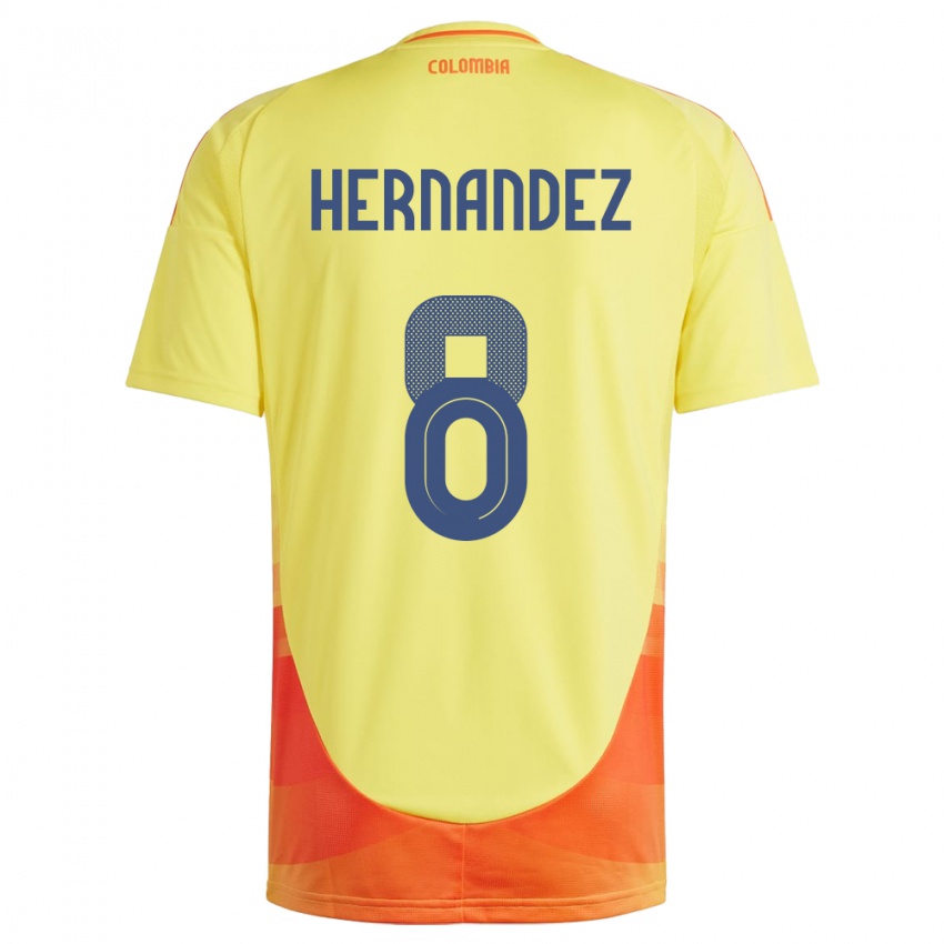 Niño Camiseta Colombia Natalia Hernández #8 Amarillo 1ª Equipación 24-26 La Camisa Chile