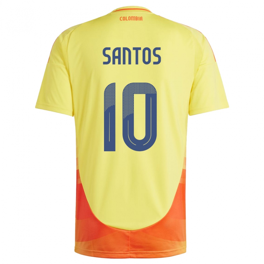 Niño Camiseta Colombia Leicy Santos #10 Amarillo 1ª Equipación 24-26 La Camisa Chile