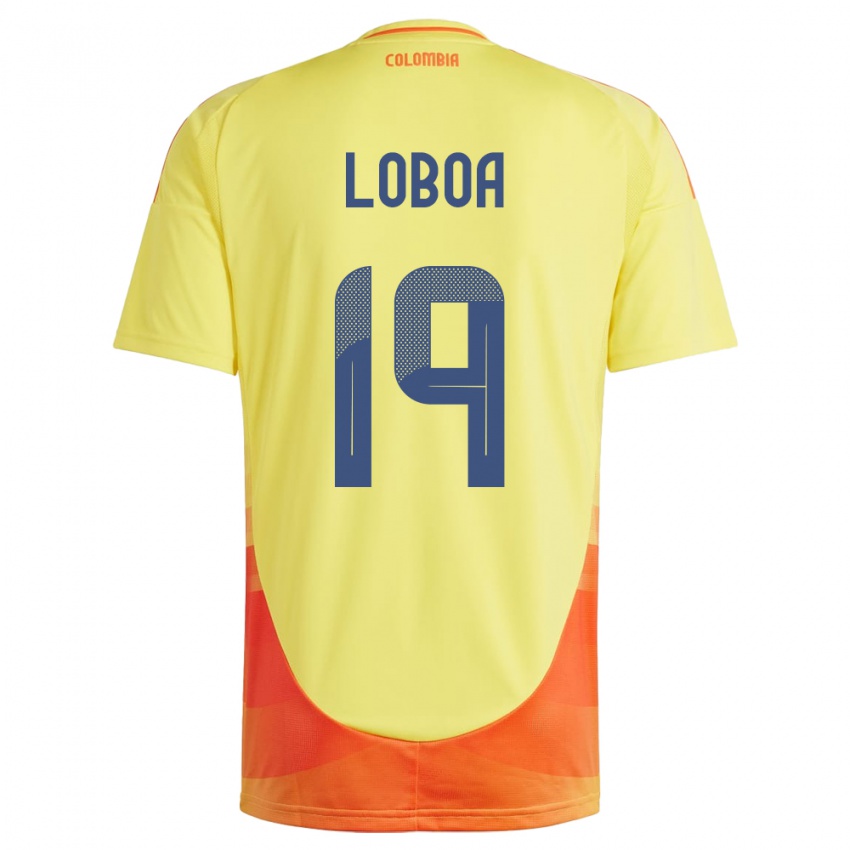 Niño Camiseta Colombia Valerin Loboa #19 Amarillo 1ª Equipación 24-26 La Camisa Chile