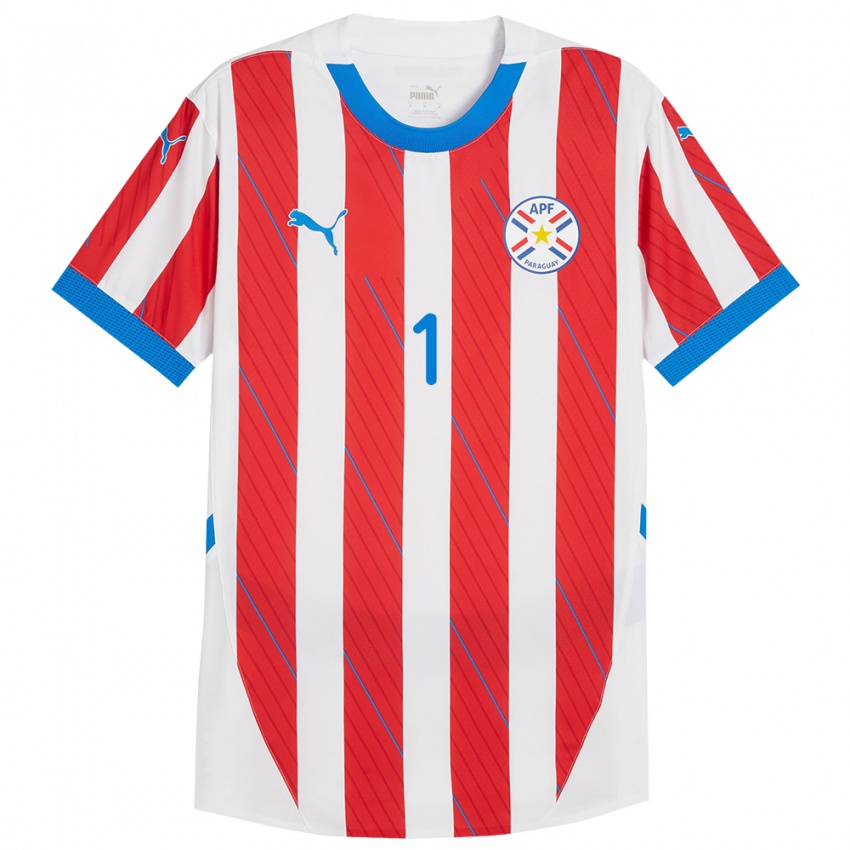 Niño Camiseta Paraguay Ángel González #1 Blanco Rojo 1ª Equipación 24-26 La Camisa Chile