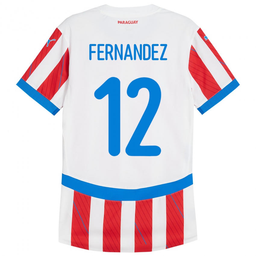 Niño Camiseta Paraguay Gatito Fernández #12 Blanco Rojo 1ª Equipación 24-26 La Camisa Chile