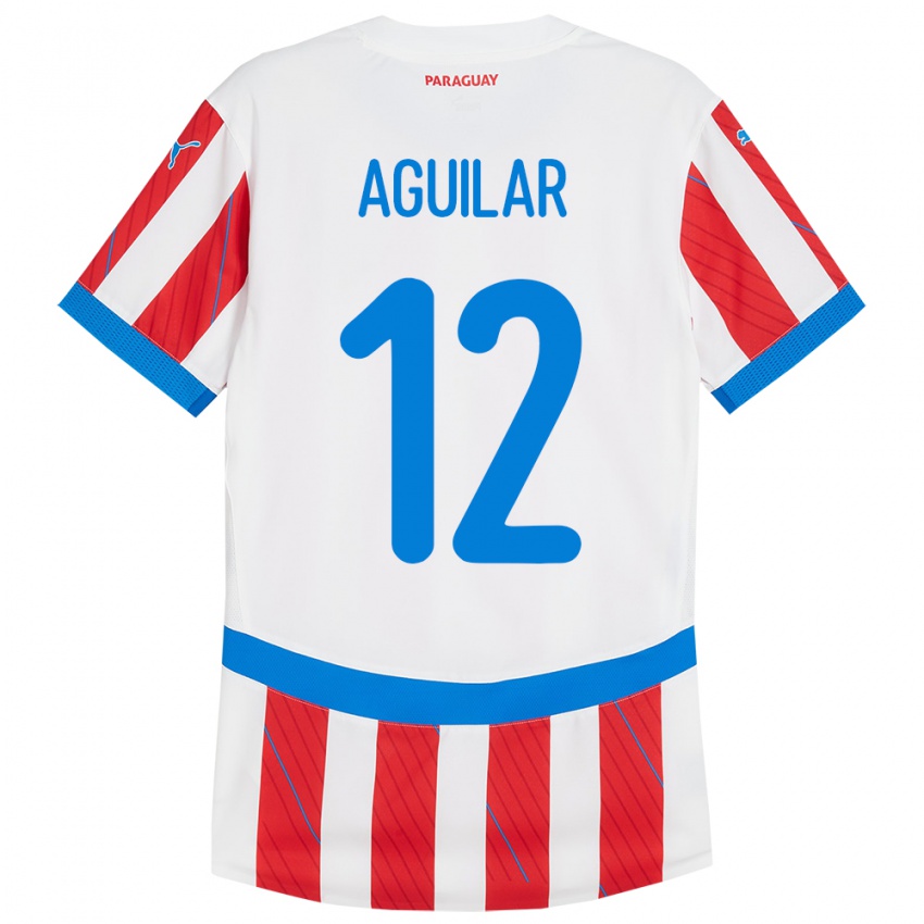 Niño Camiseta Paraguay Alfredo Aguilar #12 Blanco Rojo 1ª Equipación 24-26 La Camisa Chile