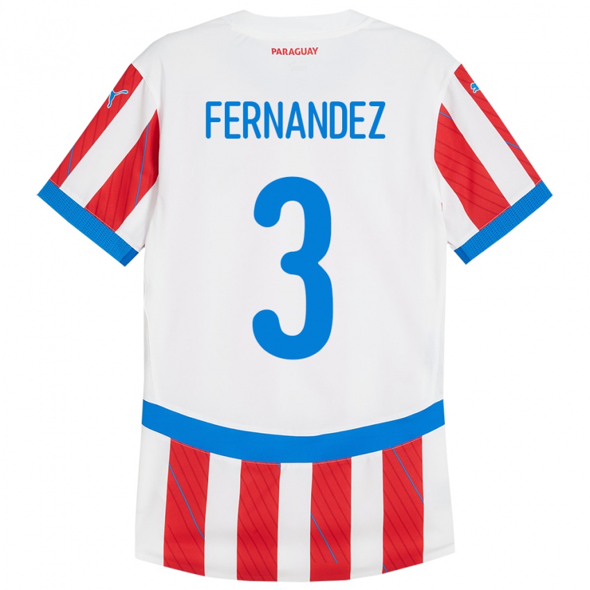 Niño Camiseta Paraguay Roberto Fernández #3 Blanco Rojo 1ª Equipación 24-26 La Camisa Chile