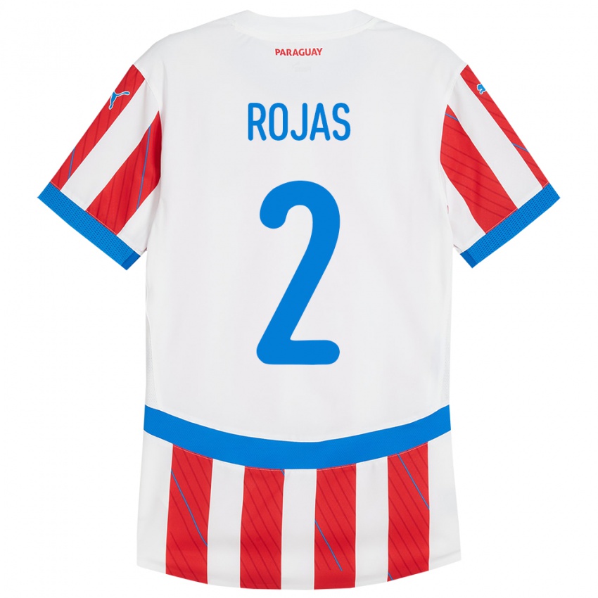 Niño Camiseta Paraguay Robert Rojas #2 Blanco Rojo 1ª Equipación 24-26 La Camisa Chile