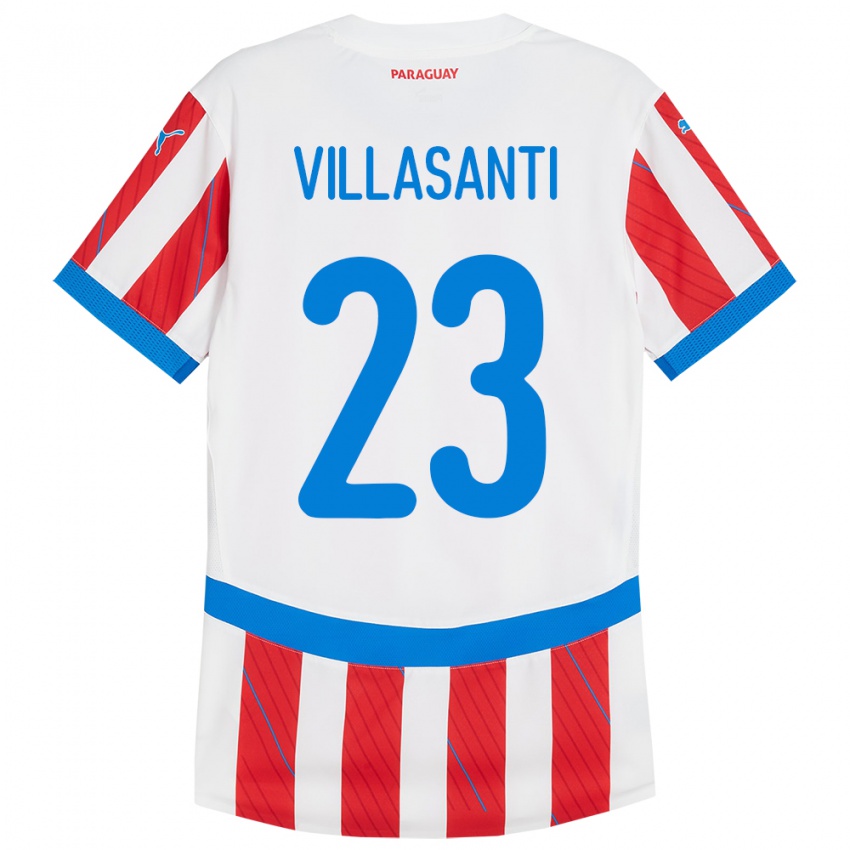 Niño Camiseta Paraguay Mathías Villasanti #23 Blanco Rojo 1ª Equipación 24-26 La Camisa Chile