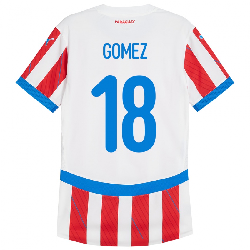 Niño Camiseta Paraguay Diego Gómez #18 Blanco Rojo 1ª Equipación 24-26 La Camisa Chile