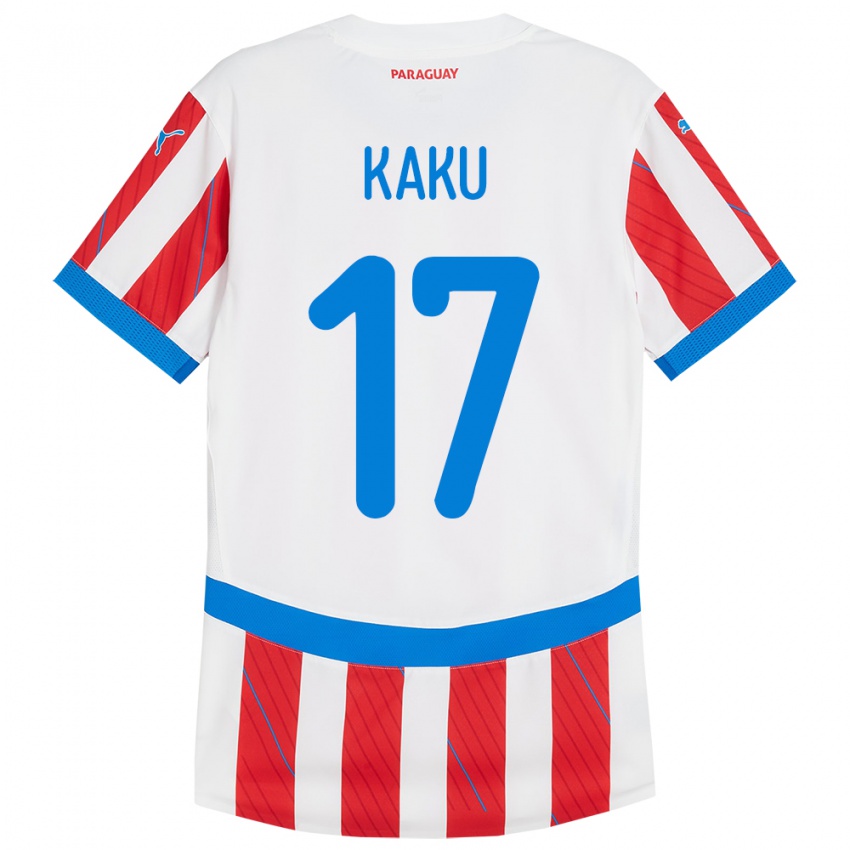 Niño Camiseta Paraguay Kaku #17 Blanco Rojo 1ª Equipación 24-26 La Camisa Chile