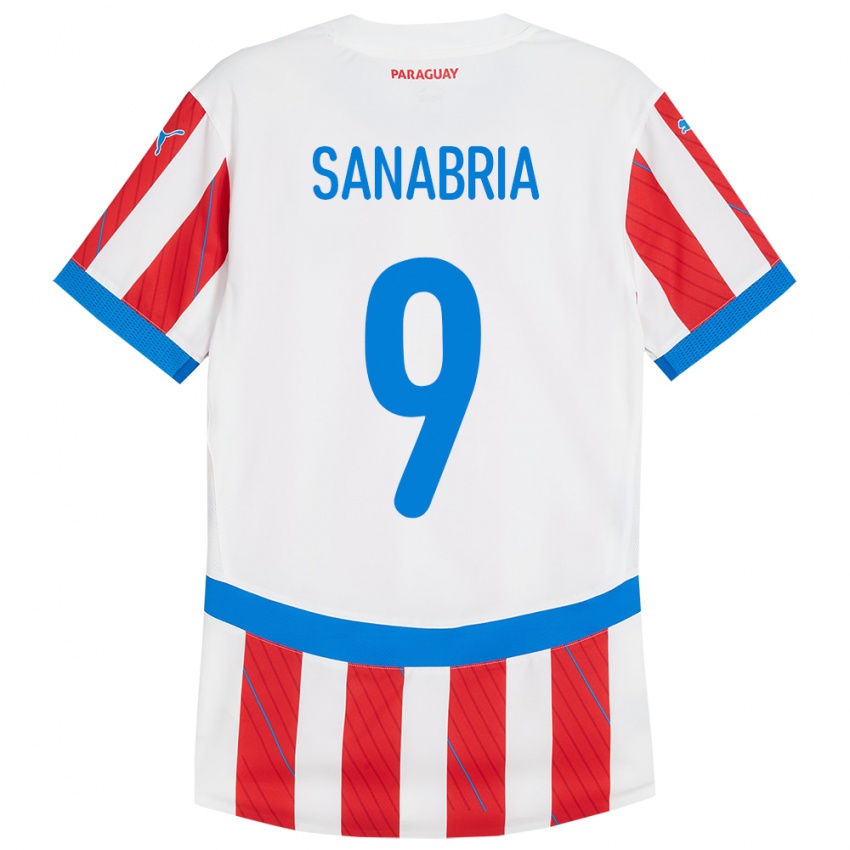 Niño Camiseta Paraguay Antonio Sanabria #9 Blanco Rojo 1ª Equipación 24-26 La Camisa Chile