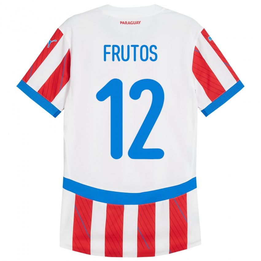 Niño Camiseta Paraguay Rodrigo Frutos #12 Blanco Rojo 1ª Equipación 24-26 La Camisa Chile