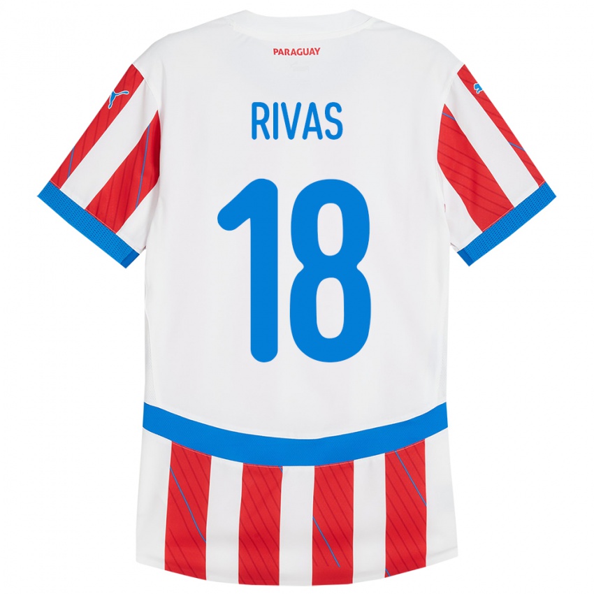 Niño Camiseta Paraguay Daniel Rivas #18 Blanco Rojo 1ª Equipación 24-26 La Camisa Chile