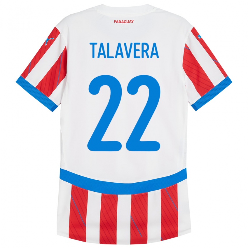 Niño Camiseta Paraguay Javier Talavera #22 Blanco Rojo 1ª Equipación 24-26 La Camisa Chile