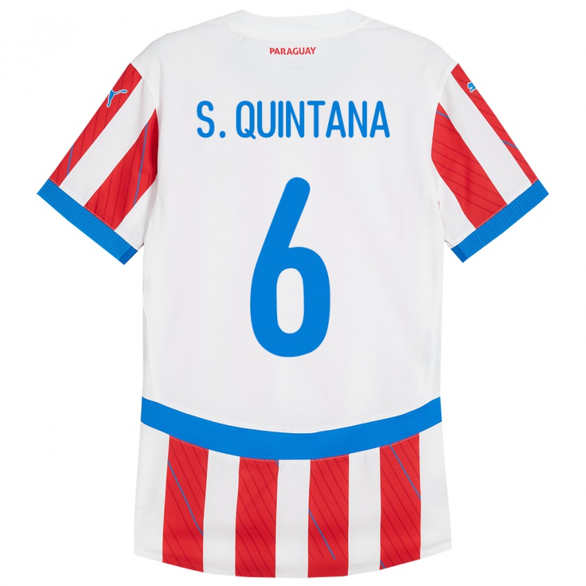 Niño Camiseta Paraguay Sebastián Quintana #6 Blanco Rojo 1ª Equipación 24-26 La Camisa Chile