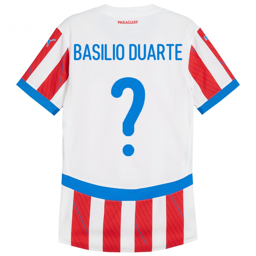 Niño Camiseta Paraguay Basilio Duarte #0 Blanco Rojo 1ª Equipación 24-26 La Camisa Chile