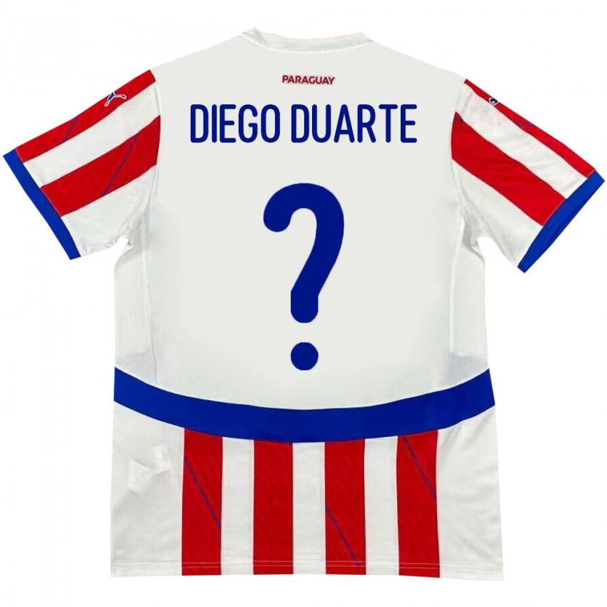 Niño Camiseta Paraguay Diego Duarte #0 Blanco Rojo 1ª Equipación 24-26 La Camisa Chile