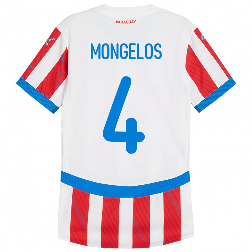 Niño Camiseta Paraguay Rolando Mongelós #4 Blanco Rojo 1ª Equipación 24-26 La Camisa Chile