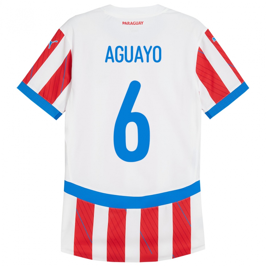 Niño Camiseta Paraguay Ángel Aguayo #6 Blanco Rojo 1ª Equipación 24-26 La Camisa Chile