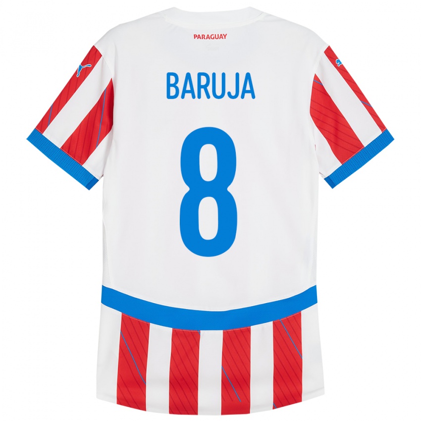 Niño Camiseta Paraguay Fabrizio Baruja #8 Blanco Rojo 1ª Equipación 24-26 La Camisa Chile