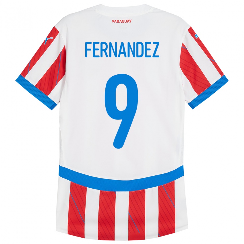 Niño Camiseta Paraguay David Fernández #9 Blanco Rojo 1ª Equipación 24-26 La Camisa Chile