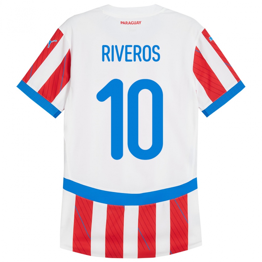 Niño Camiseta Paraguay Paulo Riveros #10 Blanco Rojo 1ª Equipación 24-26 La Camisa Chile