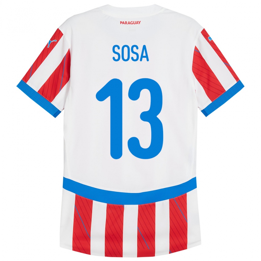 Niño Camiseta Paraguay Alex Sosa #13 Blanco Rojo 1ª Equipación 24-26 La Camisa Chile