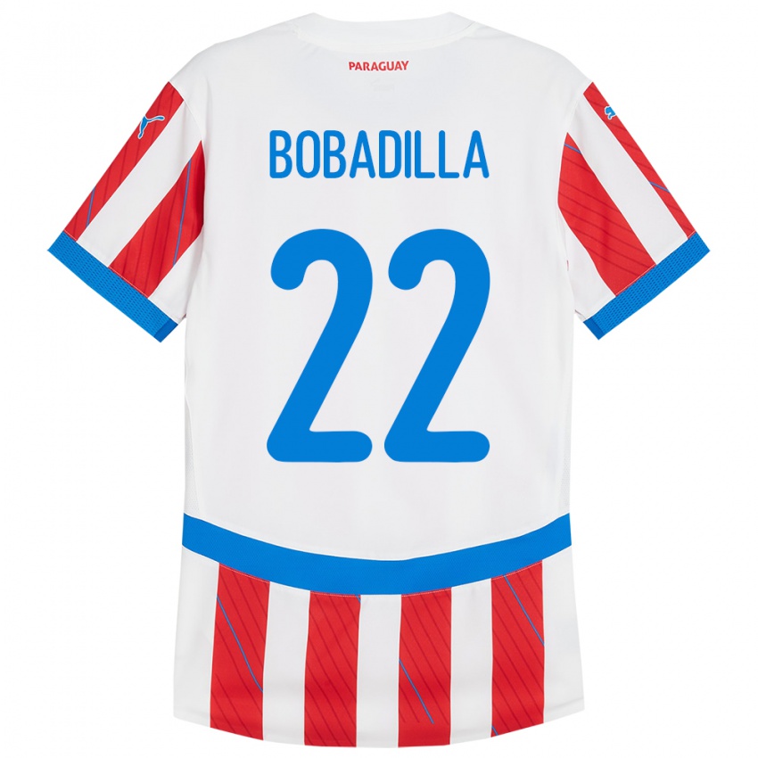 Niño Camiseta Paraguay Dylan Bobadilla #22 Blanco Rojo 1ª Equipación 24-26 La Camisa Chile