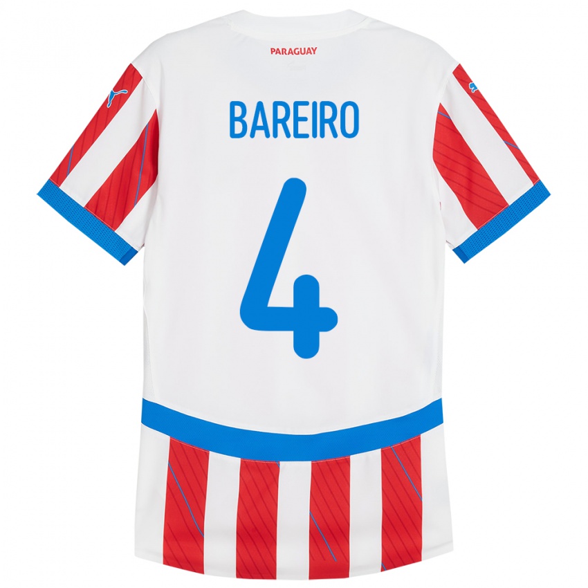 Niño Camiseta Paraguay Daysy Bareiro #4 Blanco Rojo 1ª Equipación 24-26 La Camisa Chile