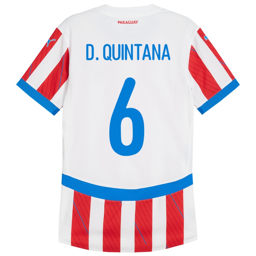 Niño Camiseta Paraguay Dulce Quintana #6 Blanco Rojo 1ª Equipación 24-26 La Camisa Chile