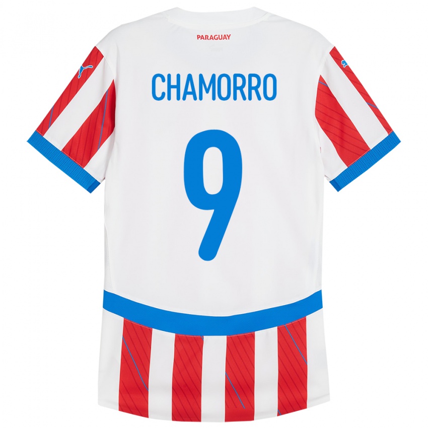 Niño Camiseta Paraguay Lice Chamorro #9 Blanco Rojo 1ª Equipación 24-26 La Camisa Chile