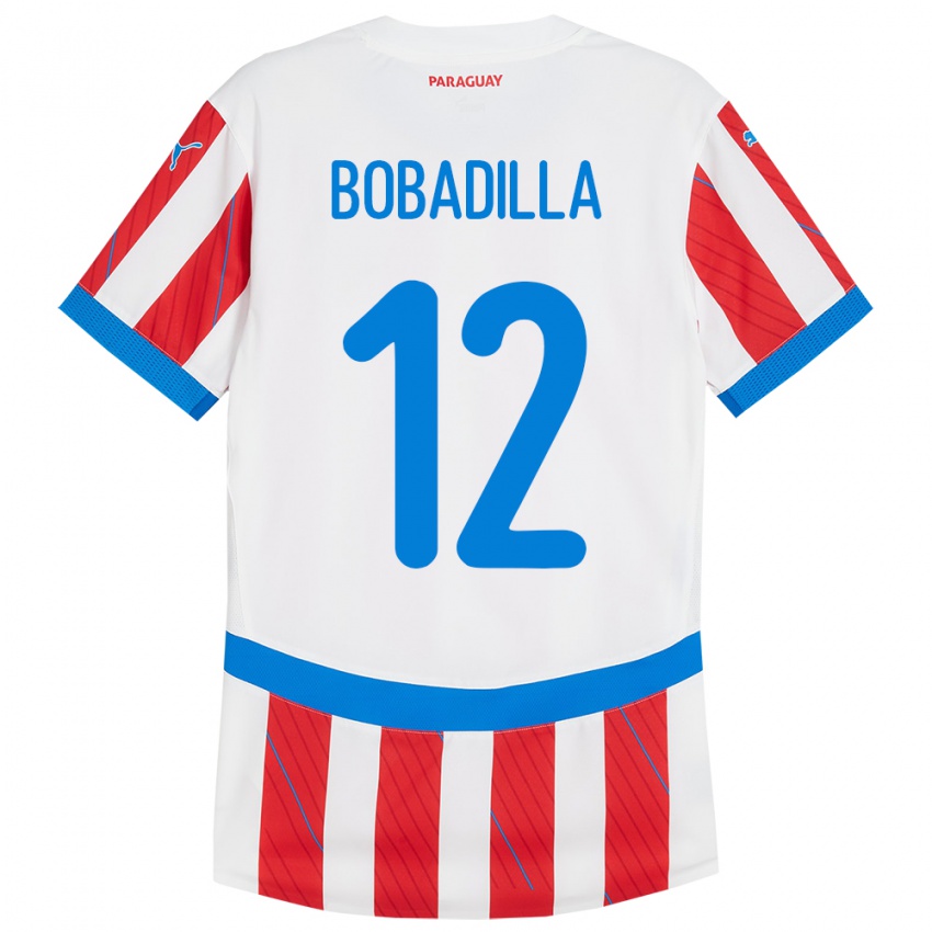 Niño Camiseta Paraguay Alicia Bobadilla #12 Blanco Rojo 1ª Equipación 24-26 La Camisa Chile