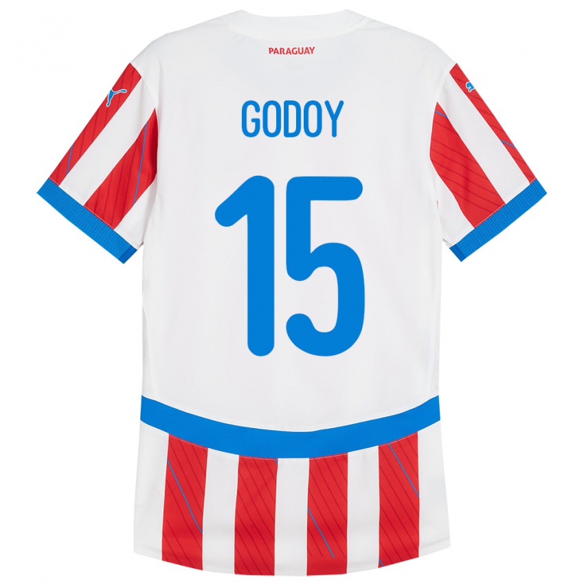 Niño Camiseta Paraguay Fanny Godoy #15 Blanco Rojo 1ª Equipación 24-26 La Camisa Chile