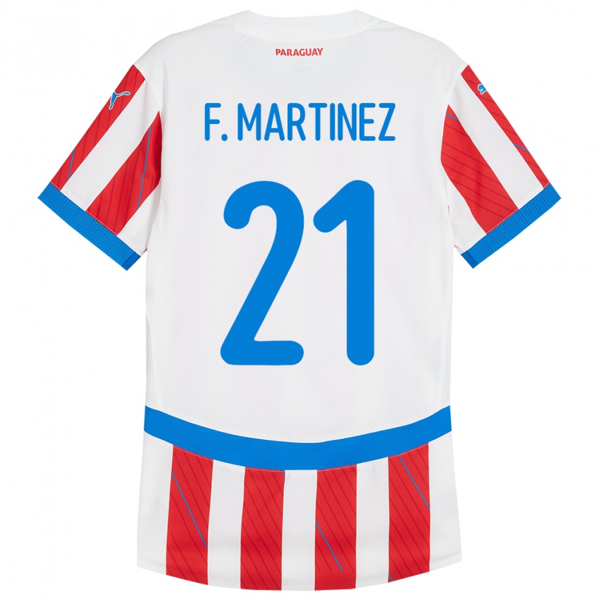 Niño Camiseta Paraguay Fiorela Martínez #21 Blanco Rojo 1ª Equipación 24-26 La Camisa Chile