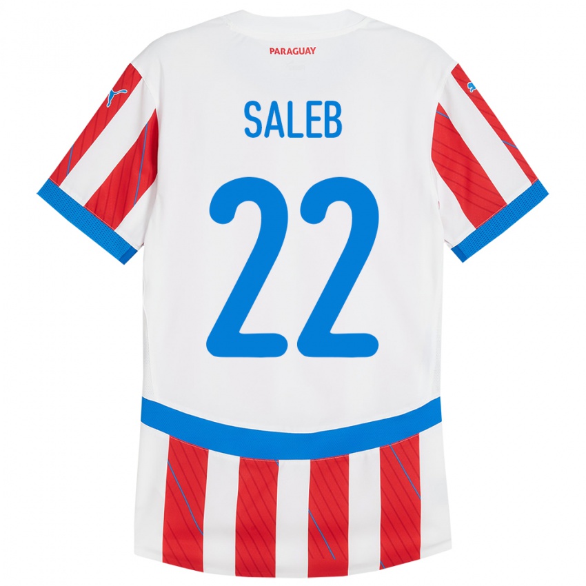 Niño Camiseta Paraguay Gloria Saleb #22 Blanco Rojo 1ª Equipación 24-26 La Camisa Chile