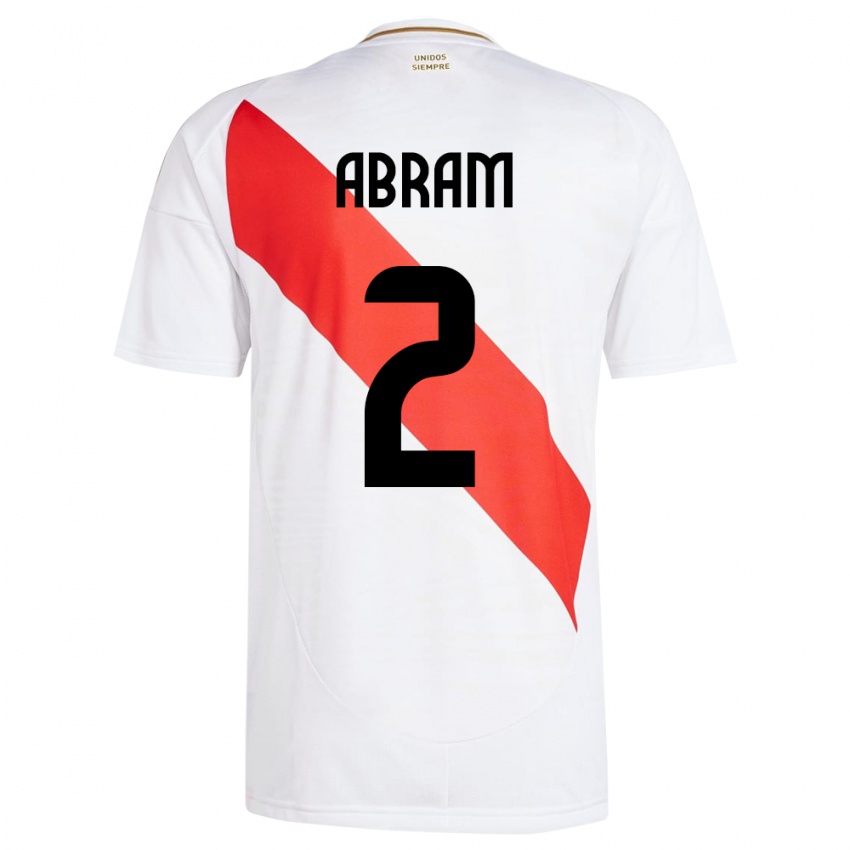 Niño Camiseta Perú Luis Abram #2 Blanco 1ª Equipación 24-26 La Camisa Chile