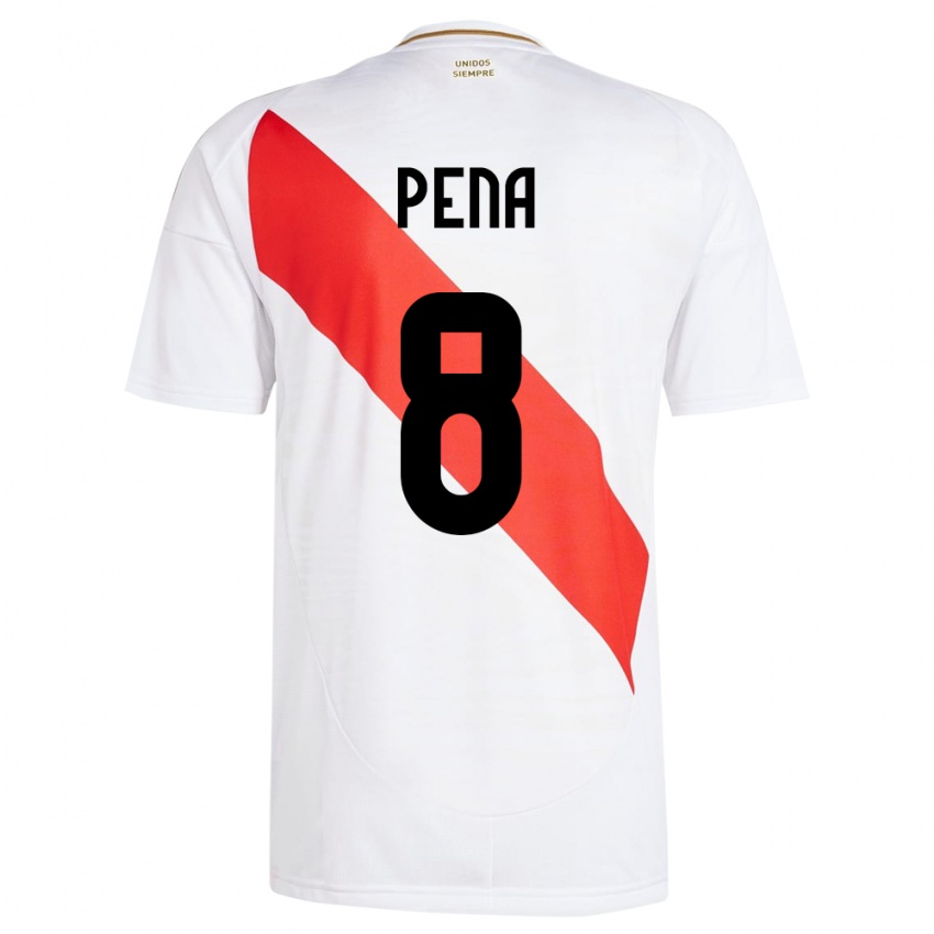 Niño Camiseta Perú Sergio Peña #8 Blanco 1ª Equipación 24-26 La Camisa Chile