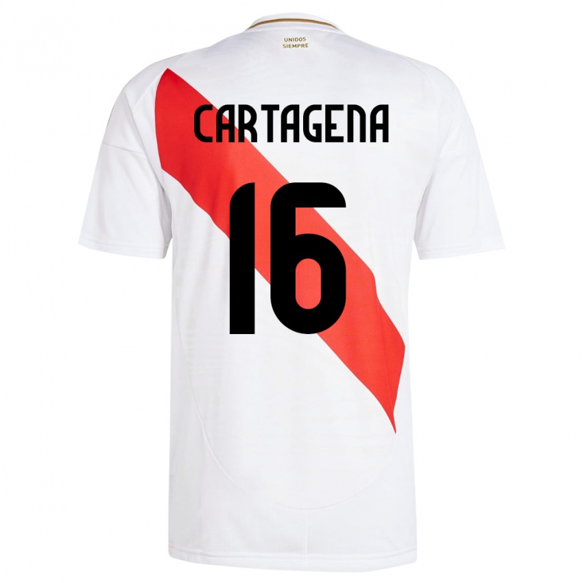 Niño Camiseta Perú Wilder Cartagena #16 Blanco 1ª Equipación 24-26 La Camisa Chile