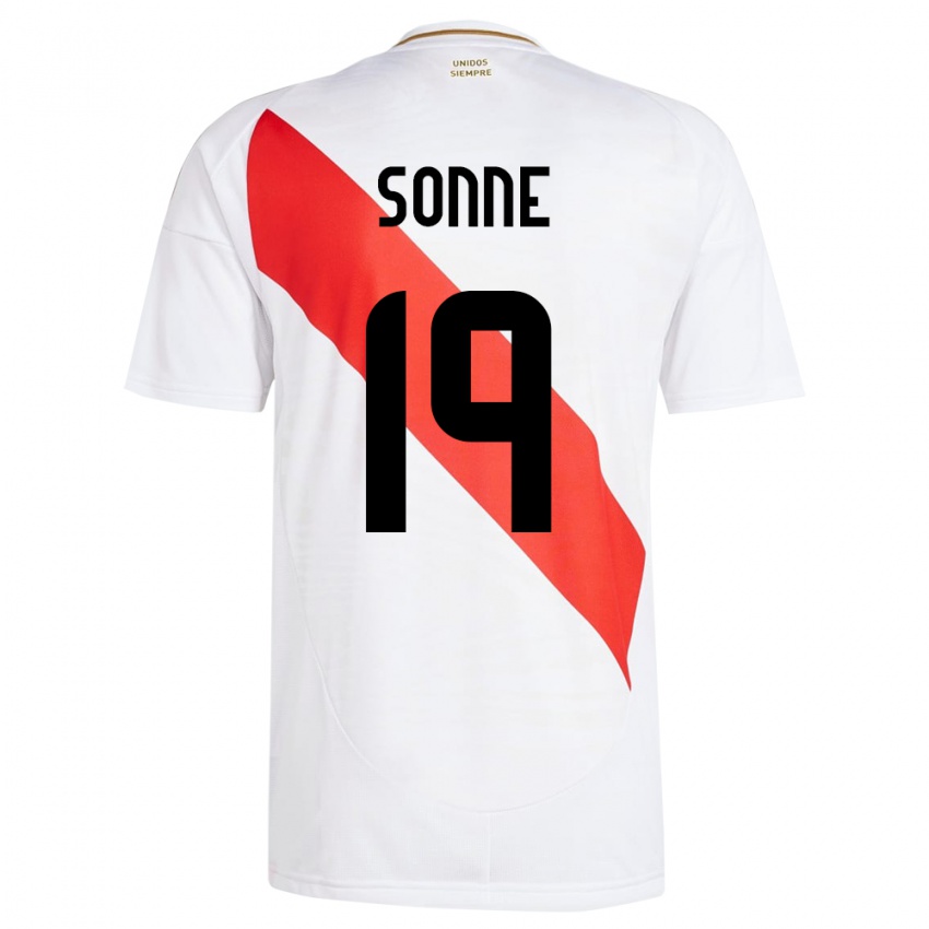 Niño Camiseta Perú Oliver Sonne #19 Blanco 1ª Equipación 24-26 La Camisa Chile