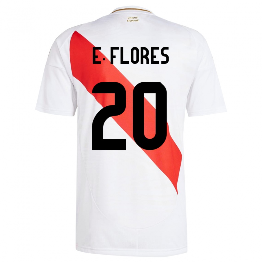 Niño Camiseta Perú Edison Flores #20 Blanco 1ª Equipación 24-26 La Camisa Chile