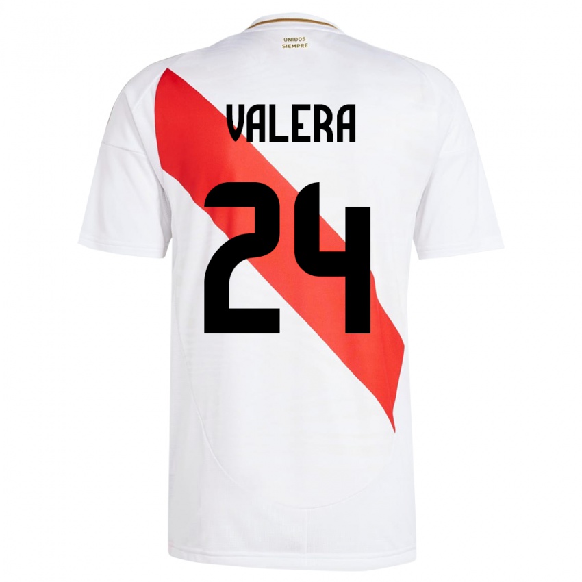 Niño Camiseta Perú Álex Valera #24 Blanco 1ª Equipación 24-26 La Camisa Chile