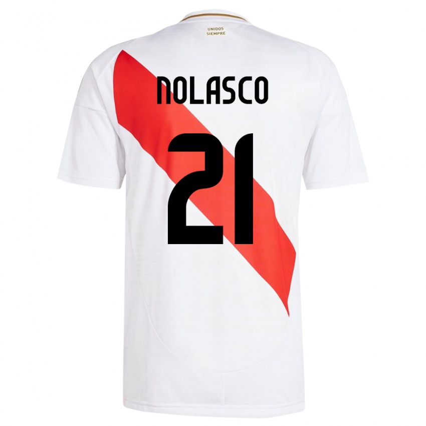 Niño Camiseta Perú Jeferson Nolasco #21 Blanco 1ª Equipación 24-26 La Camisa Chile