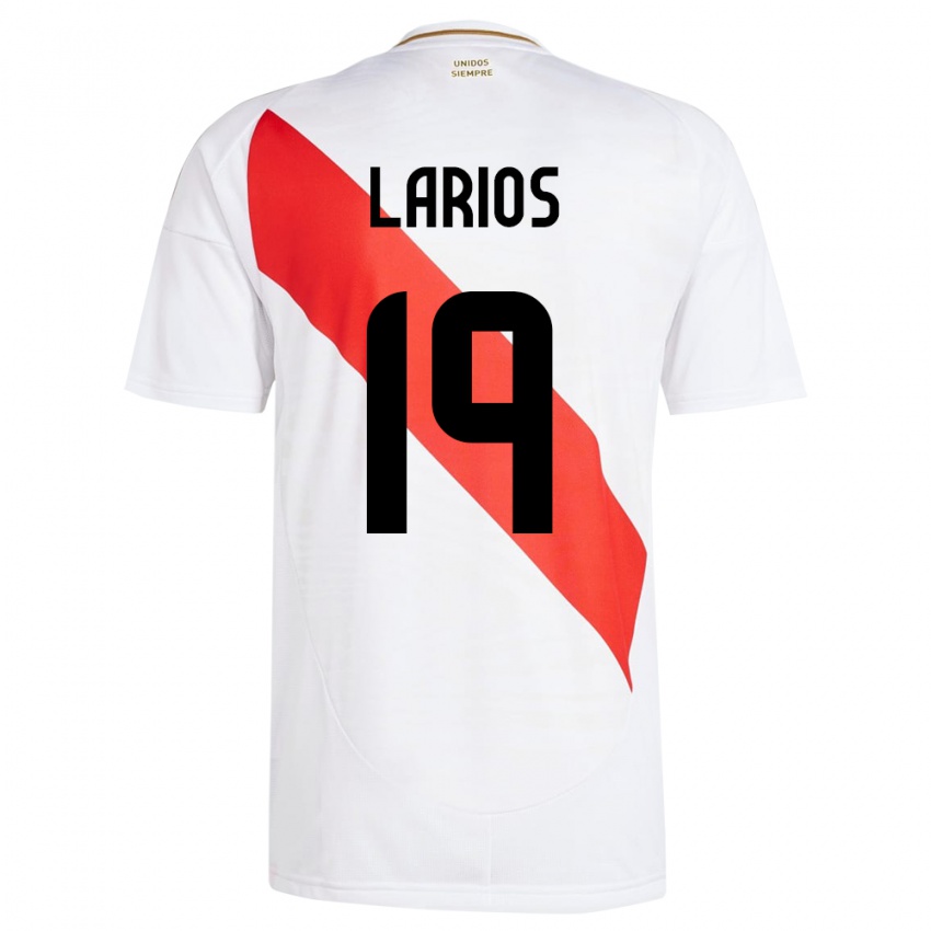 Niño Camiseta Perú Guillermo Larios #19 Blanco 1ª Equipación 24-26 La Camisa Chile