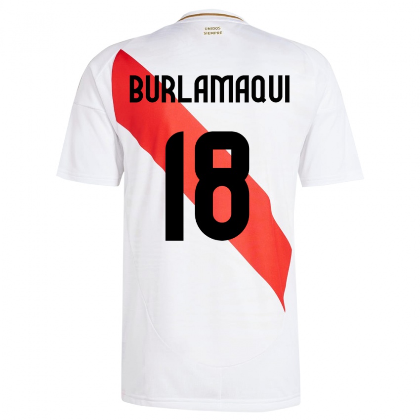 Niño Camiseta Perú Alessandro Burlamaqui #18 Blanco 1ª Equipación 24-26 La Camisa Chile