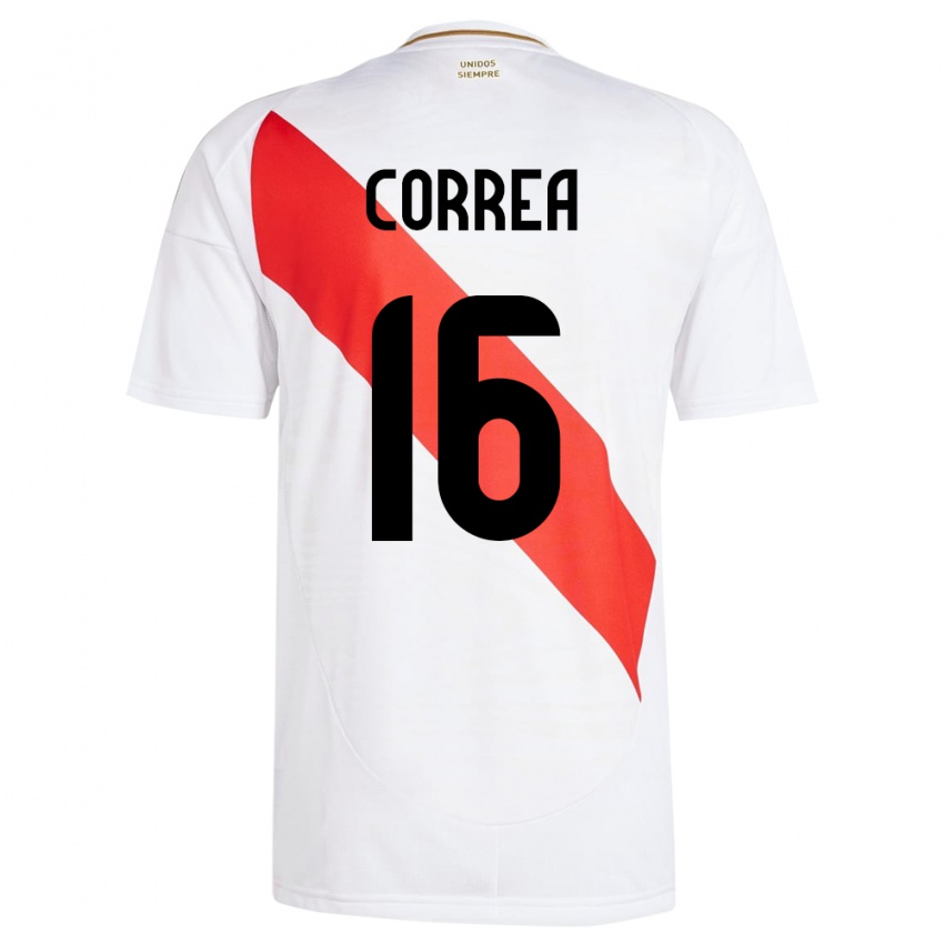 Niño Camiseta Perú Eslyn Correa #16 Blanco 1ª Equipación 24-26 La Camisa Chile