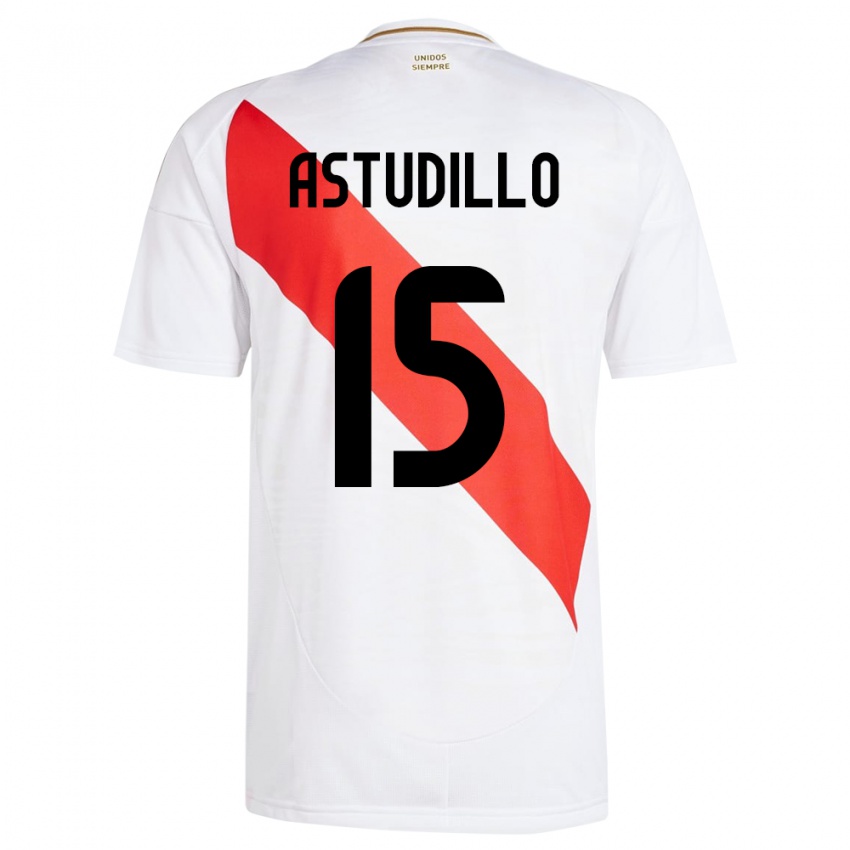 Niño Camiseta Perú Julinho Astudillo #15 Blanco 1ª Equipación 24-26 La Camisa Chile