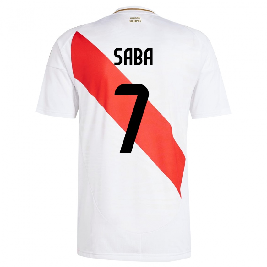 Niño Camiseta Perú Emilio Saba #7 Blanco 1ª Equipación 24-26 La Camisa Chile