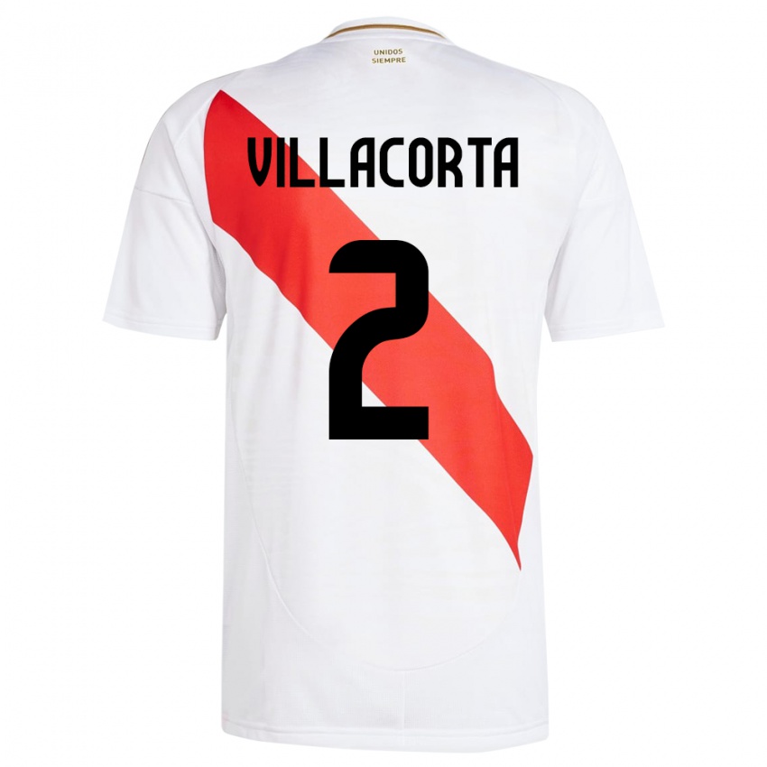 Niño Camiseta Perú Anderson Villacorta #2 Blanco 1ª Equipación 24-26 La Camisa Chile