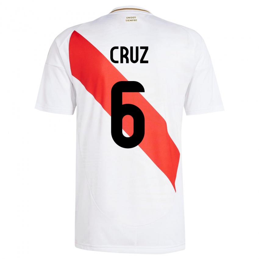 Niño Camiseta Perú Esteban Cruz #6 Blanco 1ª Equipación 24-26 La Camisa Chile