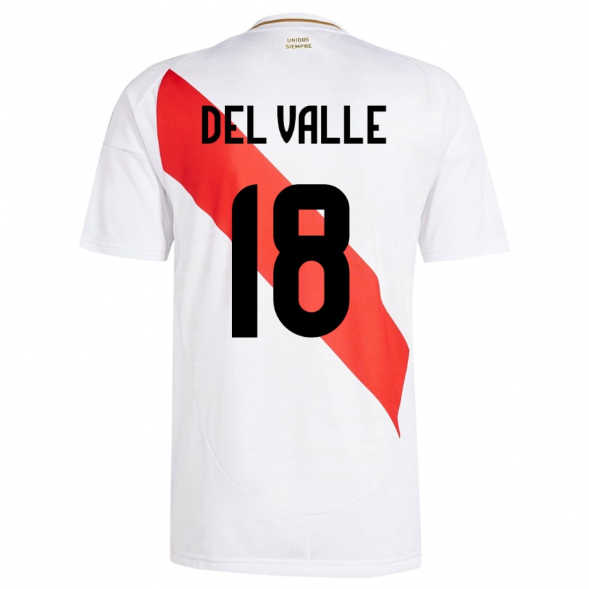 Niño Camiseta Perú Yamir Del Valle #18 Blanco 1ª Equipación 24-26 La Camisa Chile