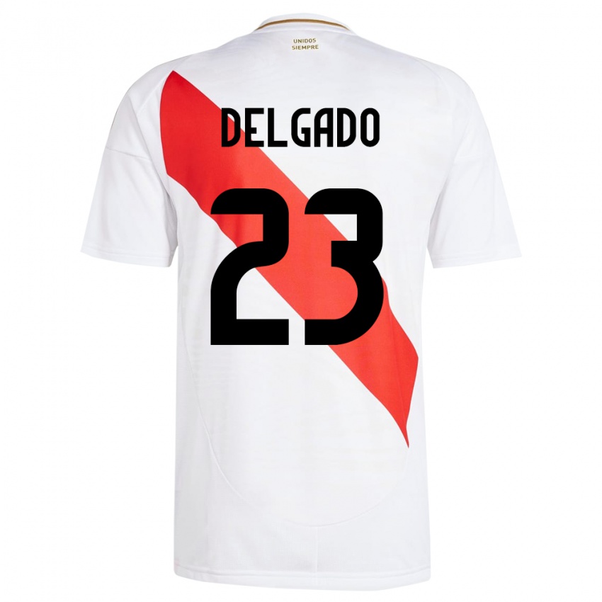 Niño Camiseta Perú Valentino Delgado #23 Blanco 1ª Equipación 24-26 La Camisa Chile